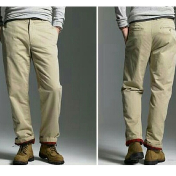 Nwt Mens Jcrew Fleece Lined Khaki Pants 